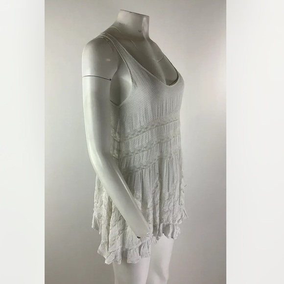 Intimately Free People Sz XS Voile Trapeze Slip Mini Dress White Nylon Lace - Picture 4 of 9